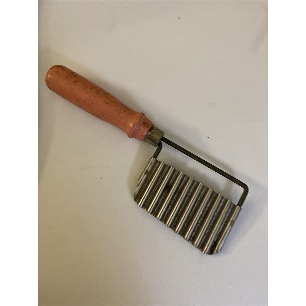 Unbranded Crinkle Cutter Slicer Unisex OS  Vintage Wavy Blade‎ Wood Handle